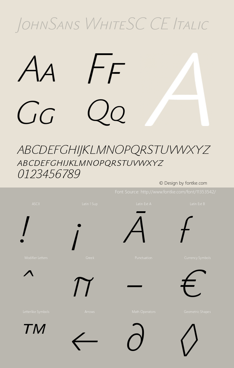 JohnSans WhiteSC CE Italic Version 001.000 Font Sample