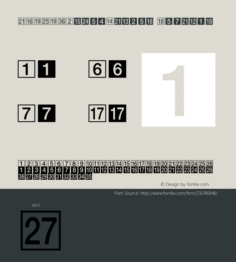 UPSYSBoxedNumber  Font Sample