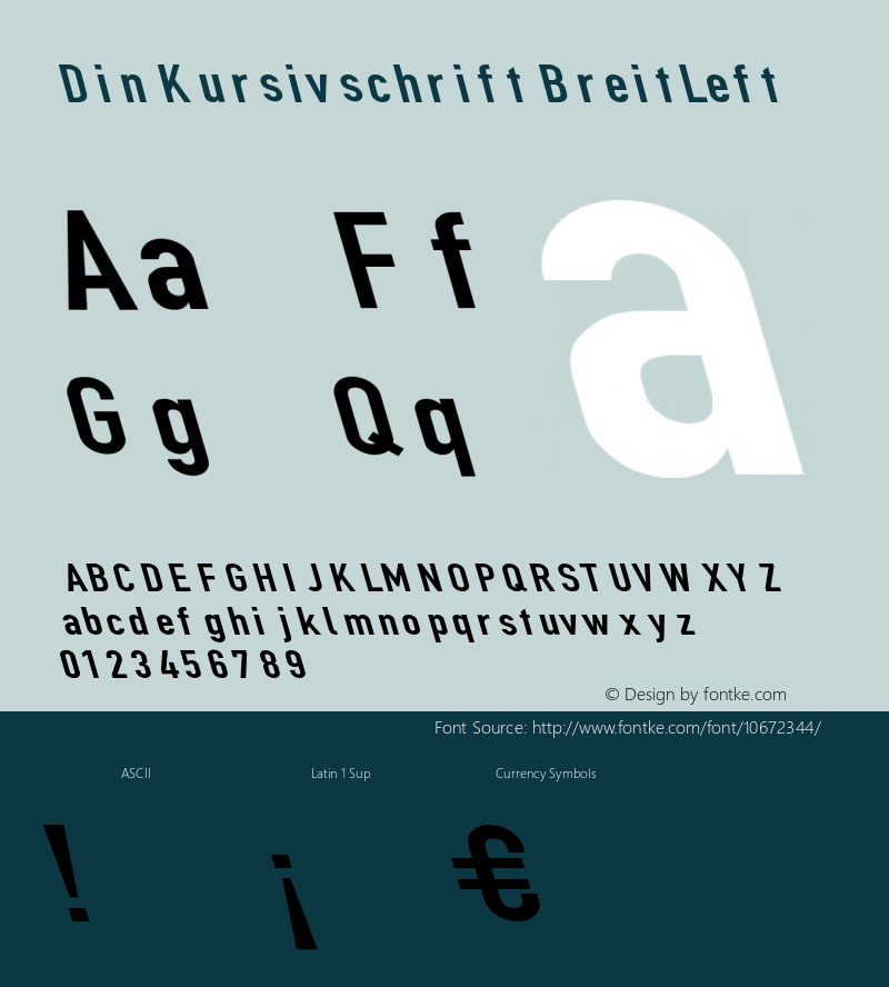 Din Kursivschrift BreitLeft Version 1.089 Font Sample