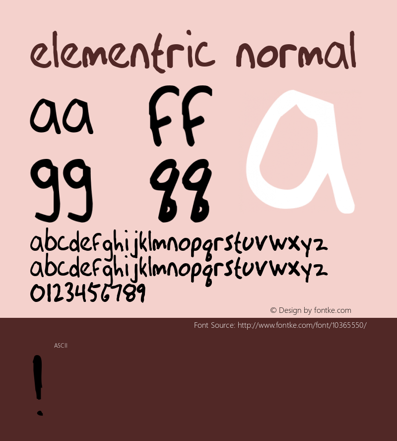 Elementric Normal 1.0 Tue Jan 13 19:20:51 1998 Font Sample