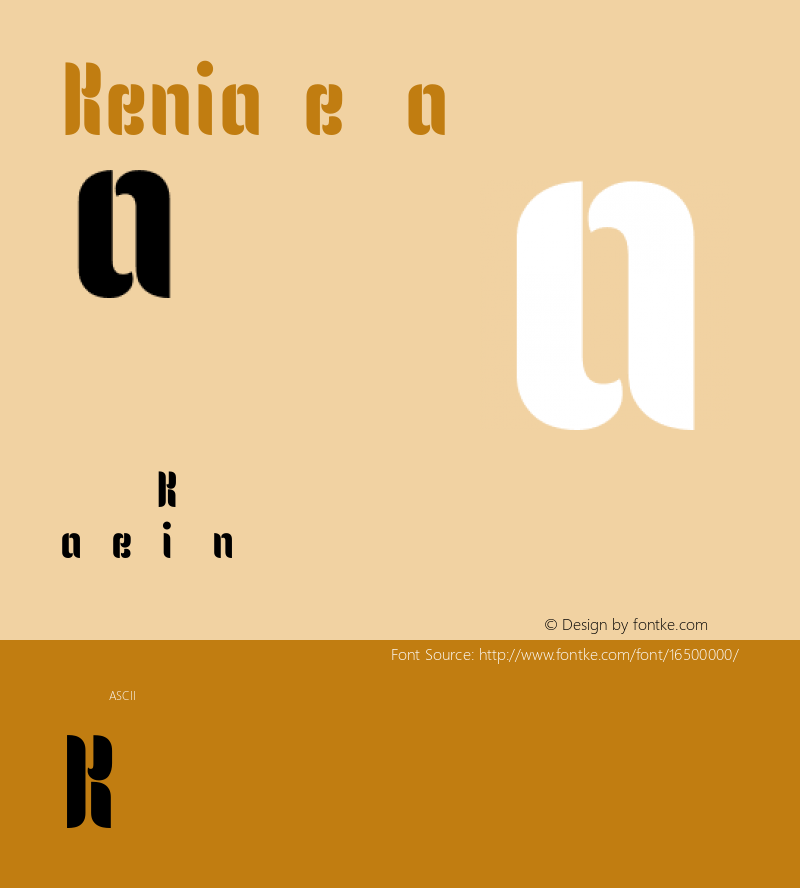 Kenia Regular Version 1.001 Font Sample