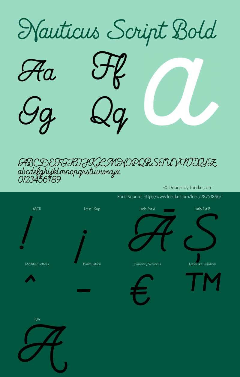 NauticusScript-Bold Version 1.103 February 14, 2019 Font Sample