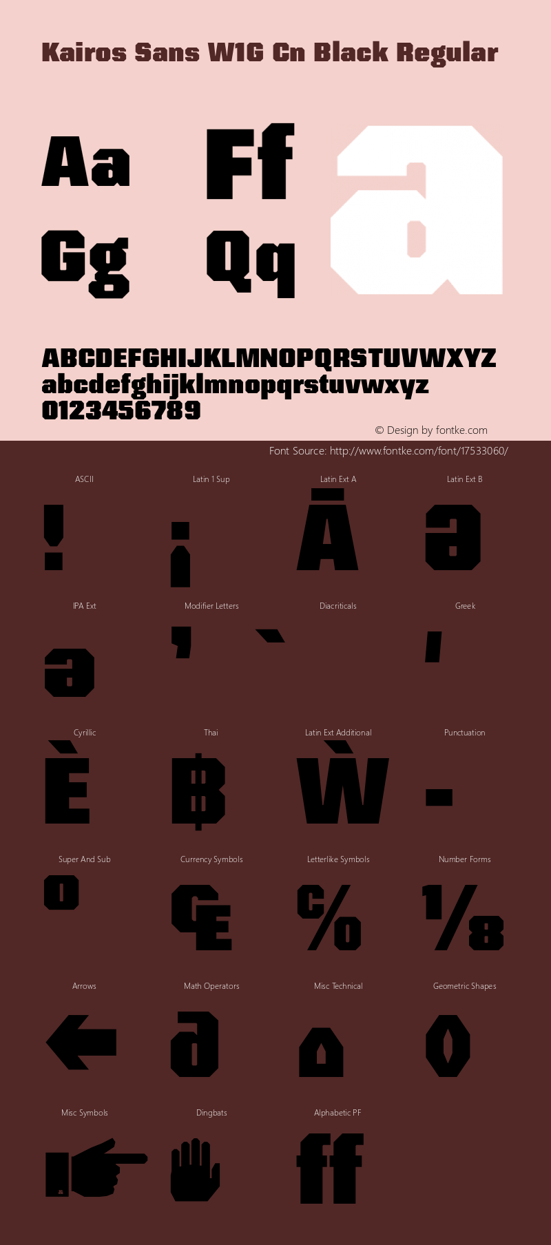 Kairos Sans W1G Cn Black Regular Version 1.00 Font Sample