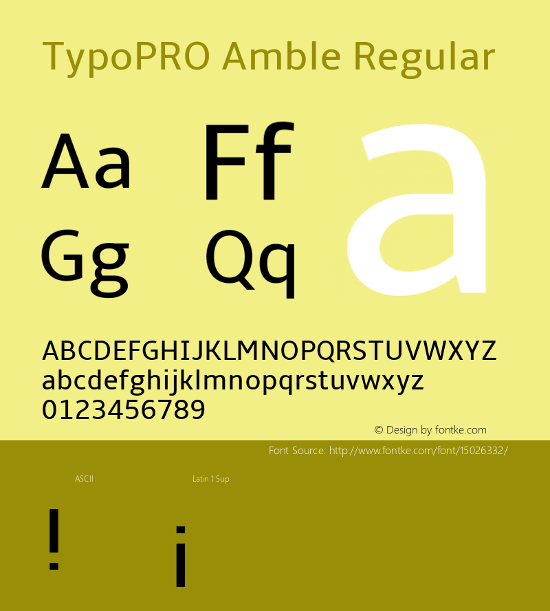 TypoPRO Amble Regular Version 1.00000; 2009 Font Sample