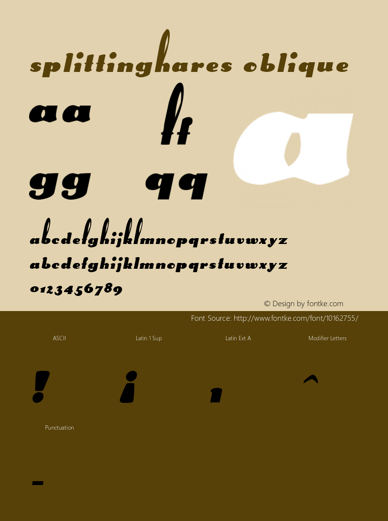 SplittingHares Oblique Rev. 003.000 Font Sample