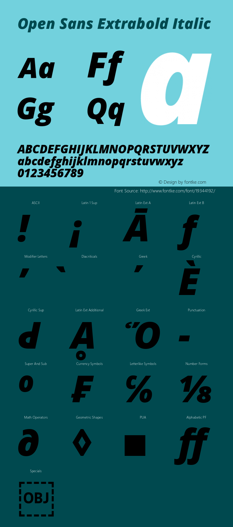 Open Sans Extrabold Italic Version 1.10 Font Sample