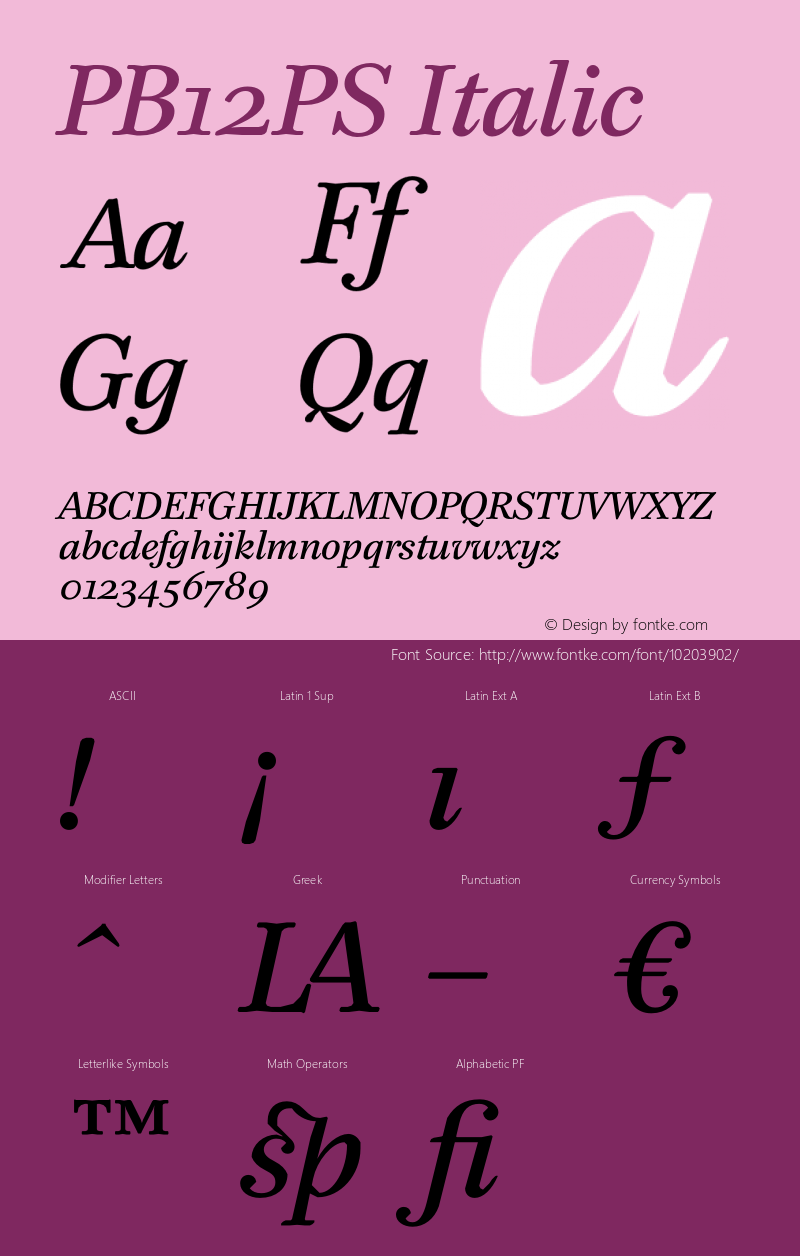 PB12PS Italic 001.001 Font Sample