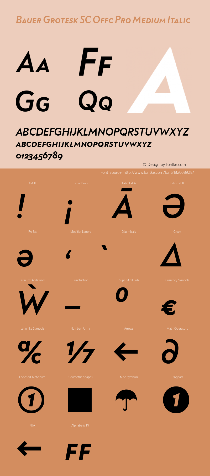Bauer Grotesk SC Offc Pro Medium Italic Version 7.504; 2014; Build 1020图片样张
