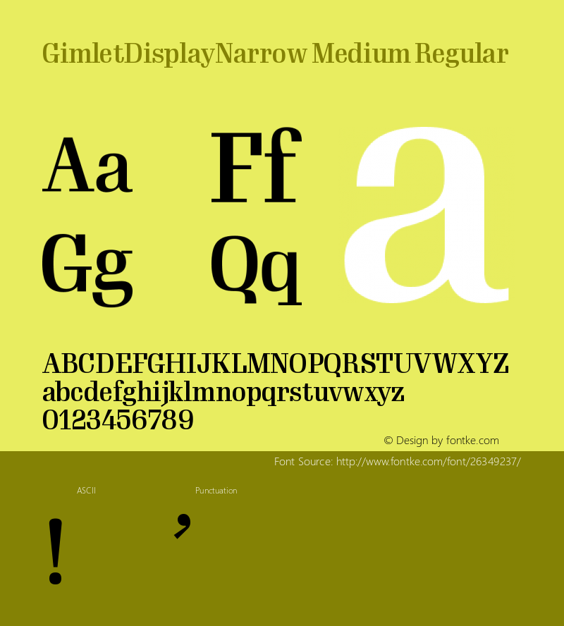 Gimlet Display Narrow Medium Version 1.0 Font Sample