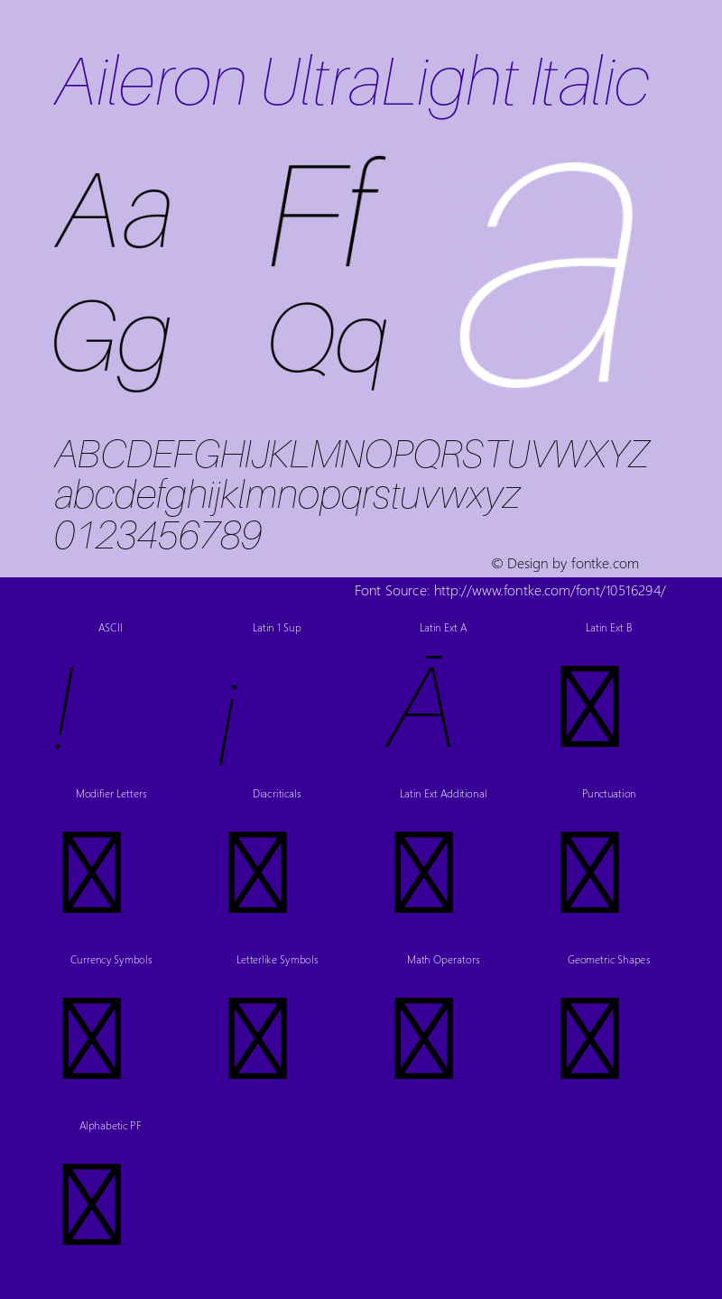 Aileron UltraLight Italic Version 1.000;PS 001.000;hotconv 1.0.70;makeotf.lib2.5.58329 Font Sample