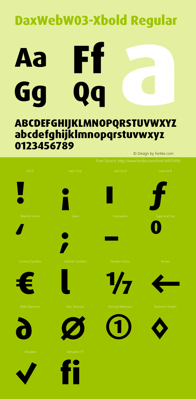 DaxWebW03-Xbold Regular Version 7.504 Font Sample