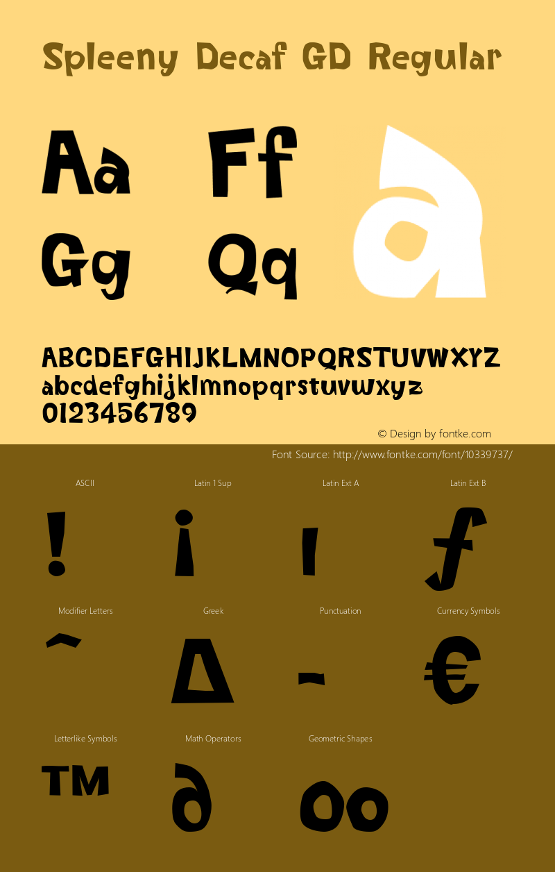 Spleeny Decaf GD Regular V.2.0 Font Sample