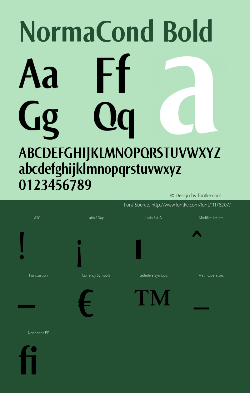 NormaCond Bold Version 005.000 Font Sample