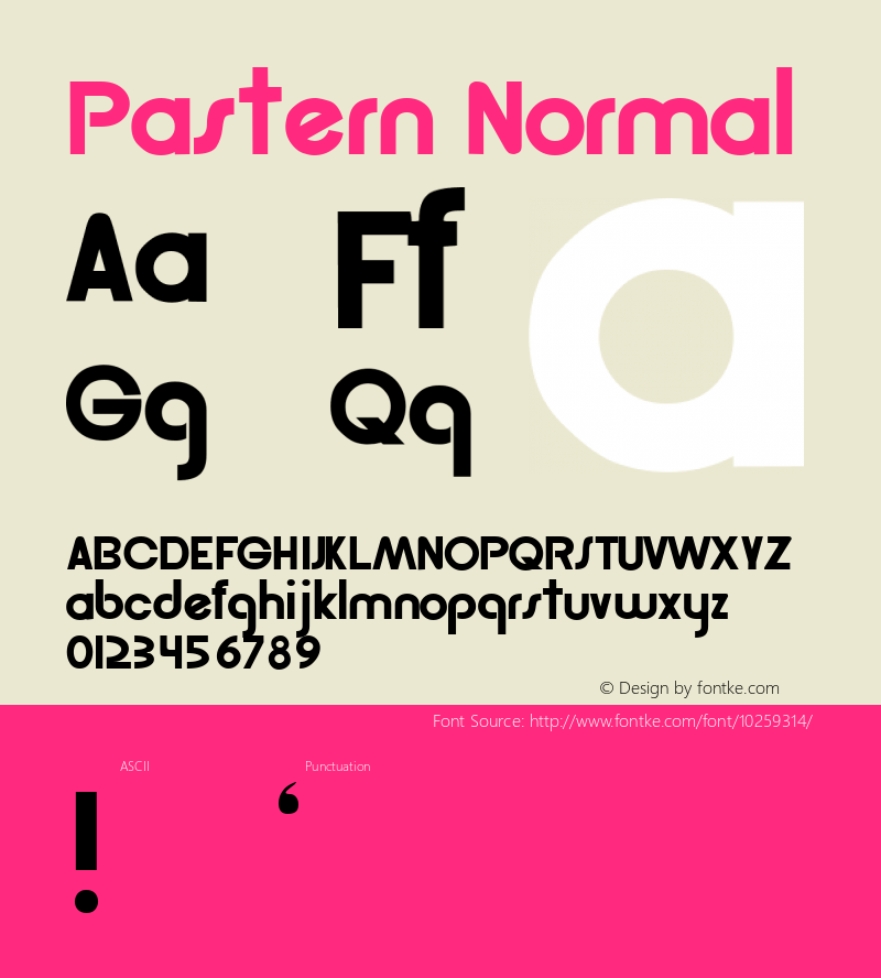 Pastern Normal 1.0 Tue Oct 11 18:26:58 1994 Font Sample