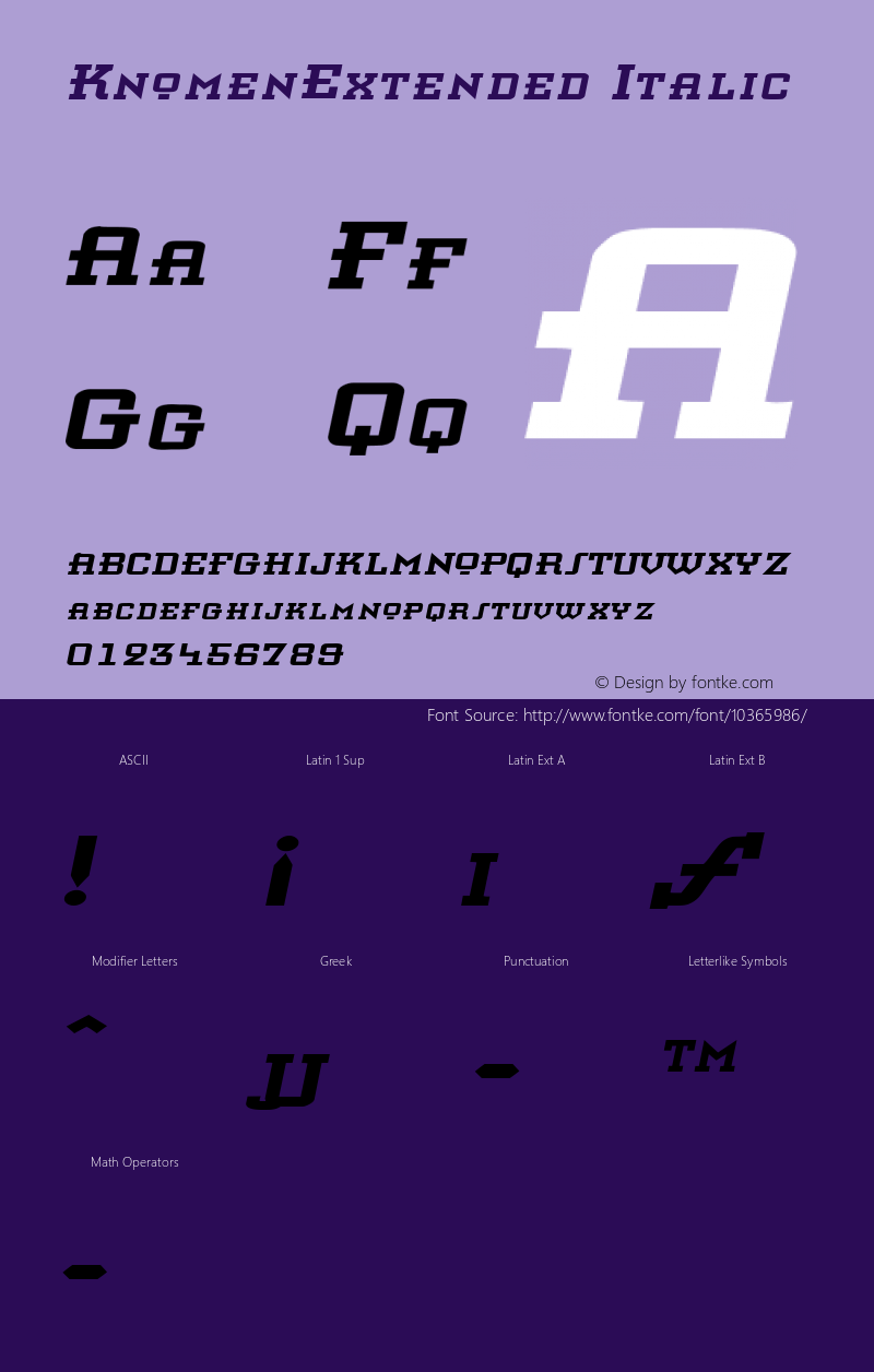 KnomenExtended Italic Rev. 003.000 Font Sample