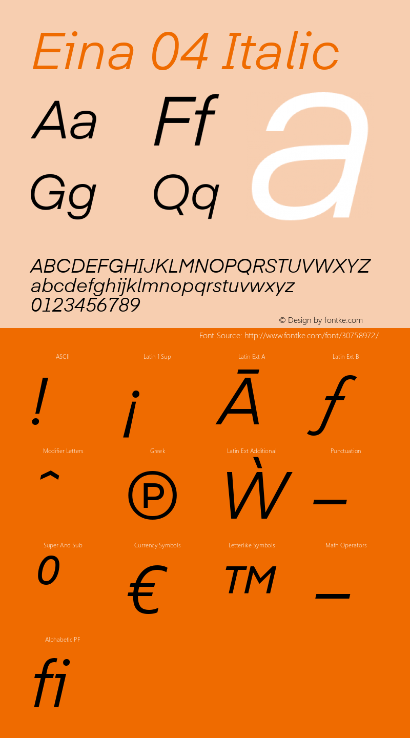 Eina 04 Italic Version 1.00;June 4, 2019;FontCreator 11.0.0.2388 64-bit Font Sample