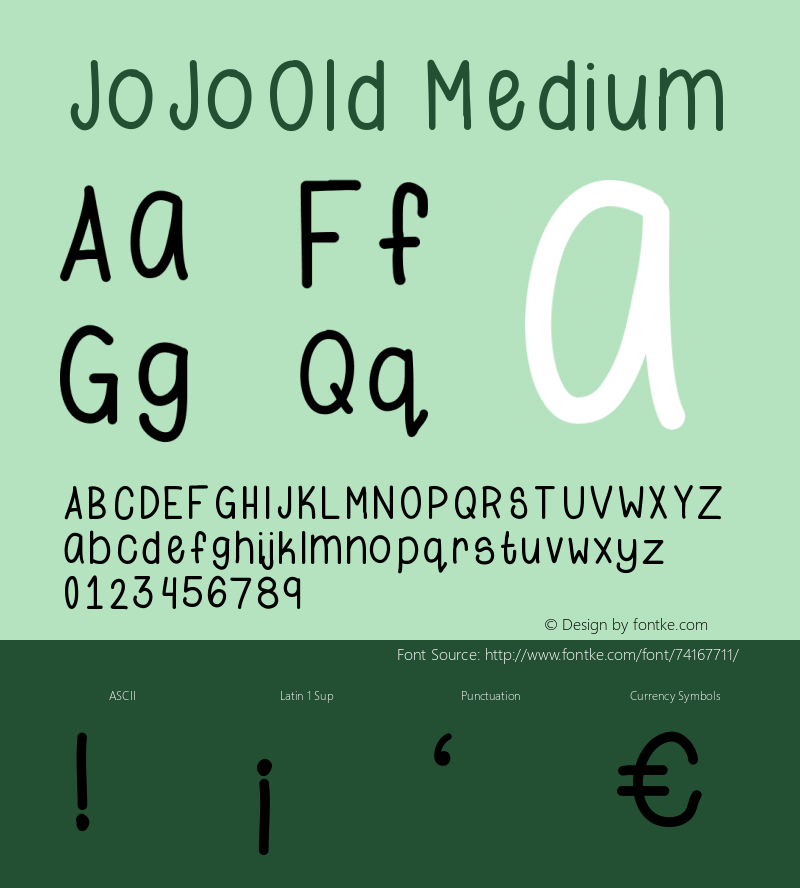 JoJoOld-Medium Version 001.000 Font Sample