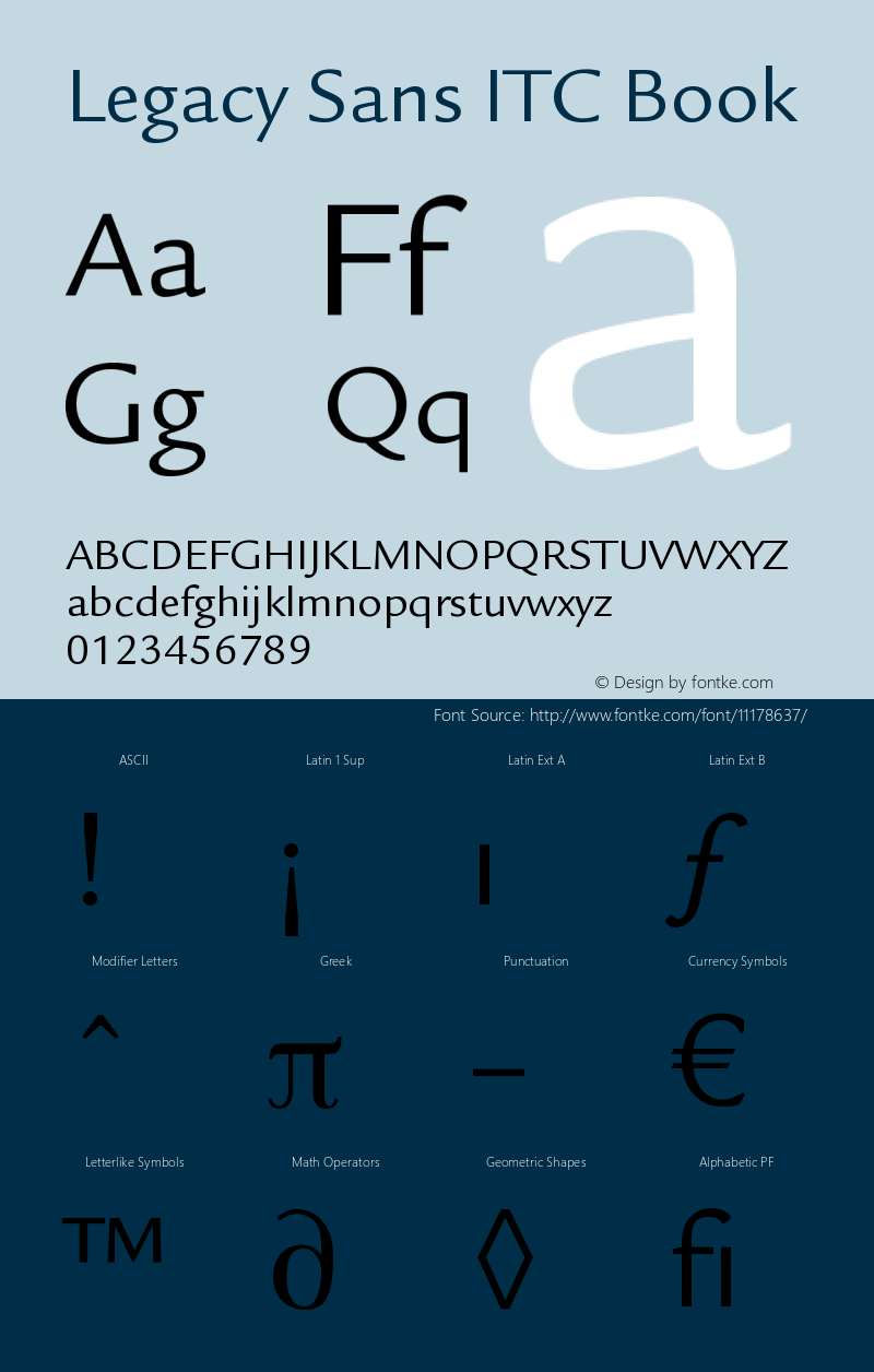 Legacy Sans ITC Book Version 005.000 Font Sample