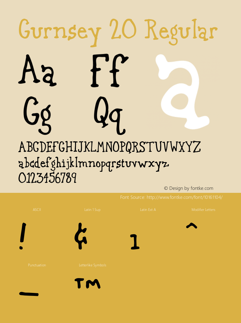 Gurnsey 20 Regular 001.000 Font Sample