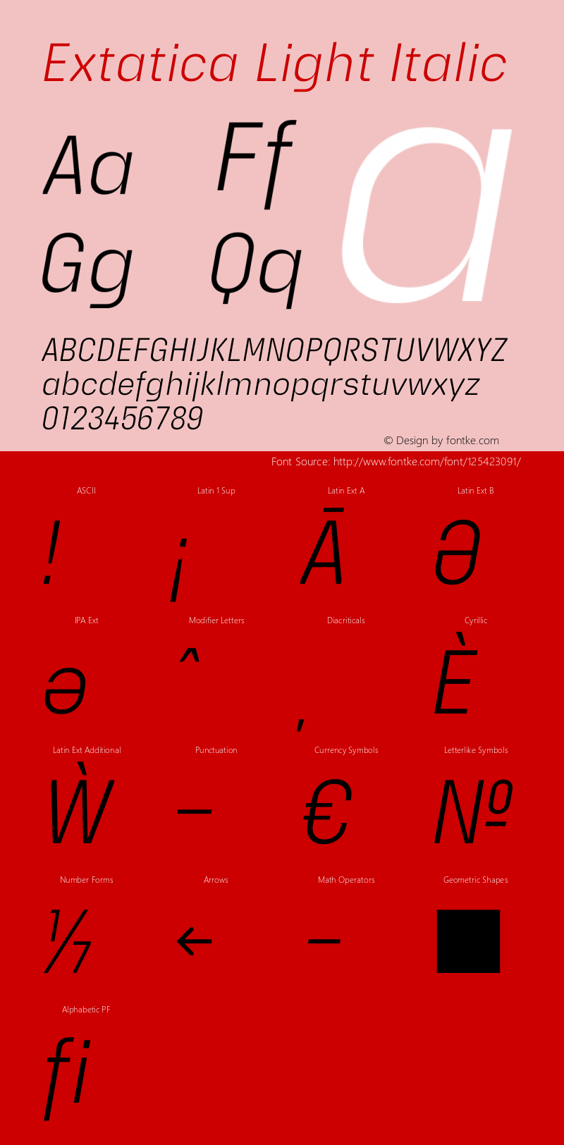 Extatica-LightItalic Version 1.000; ttfautohint (v0.97) -l 8 -r 50 -G 200 -x 14 -f dflt -w G Font Sample