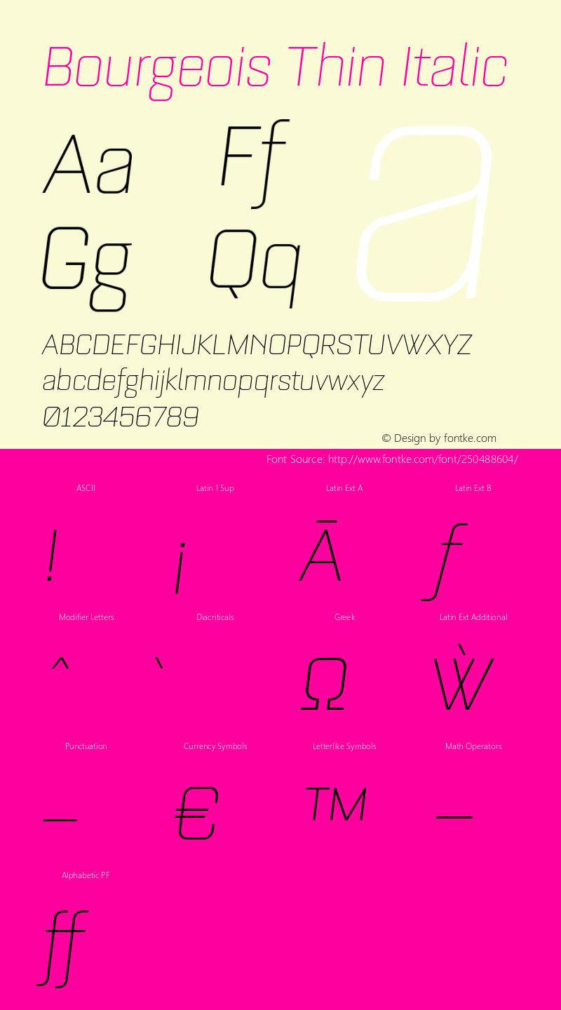 Bourgeois Thin Italic Version 1.105;PS 001.105;hotconv 1.0.88;makeotf.lib2.5.64775图片样张