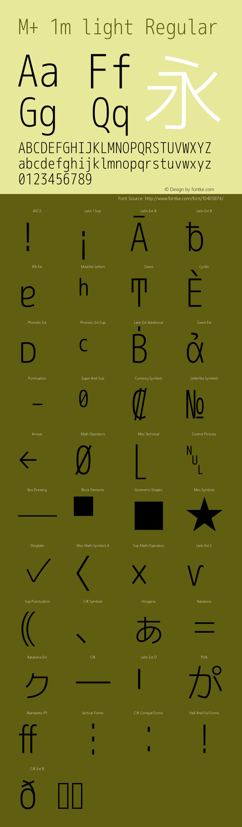 M+ 1m light Regular Version 1.040 Font Sample