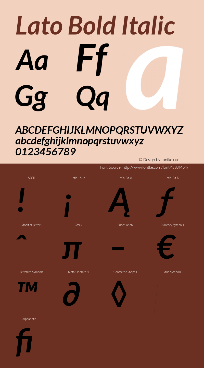 Lato Bold Italic Version 1.103; WEB-ONLY for Google Web Fonts Font Sample