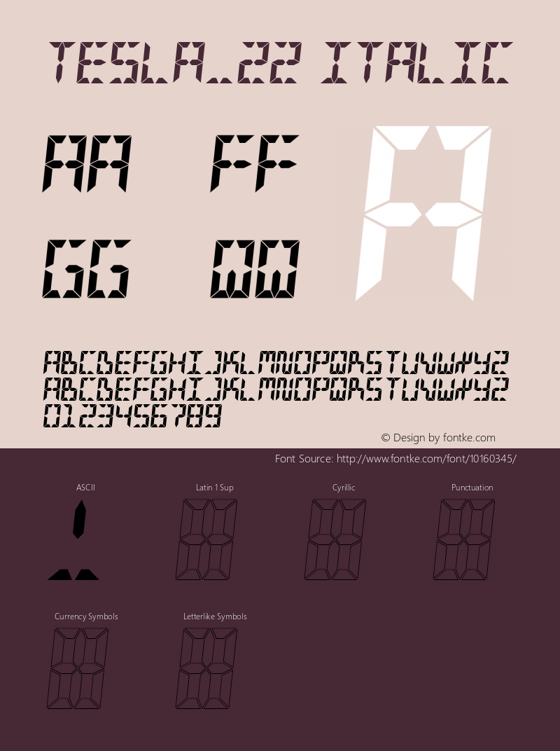 TESLA_22 Italic OTF 1.000;PS 001.000;Core 1.0.29 Font Sample