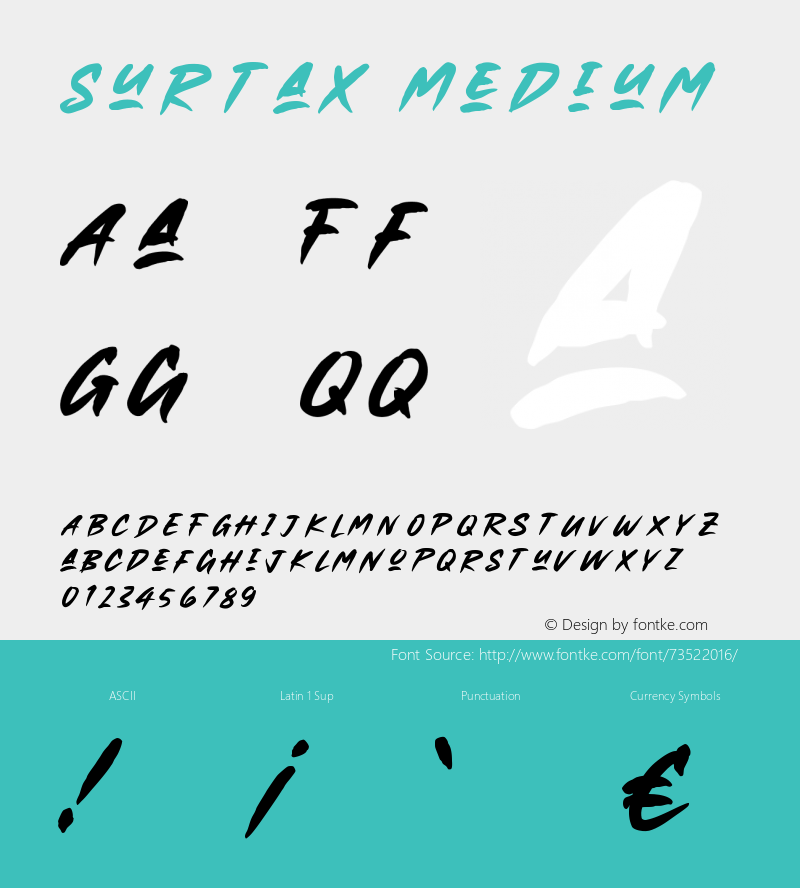 surtax Version 001.000 Font Sample