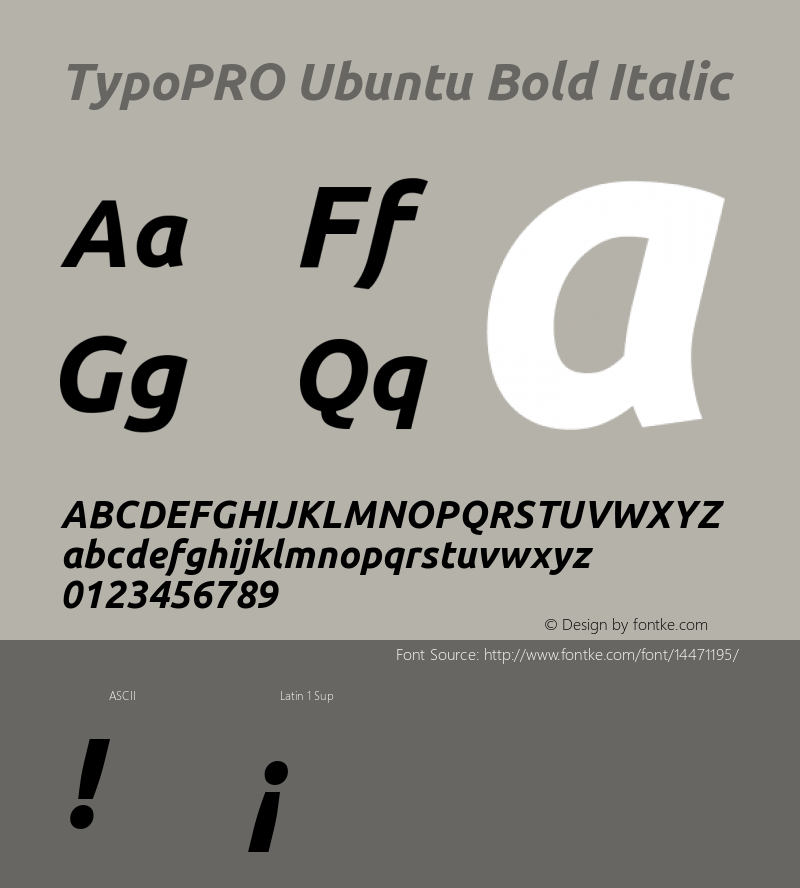 TypoPRO Ubuntu Bold Italic Version 0.80 Font Sample