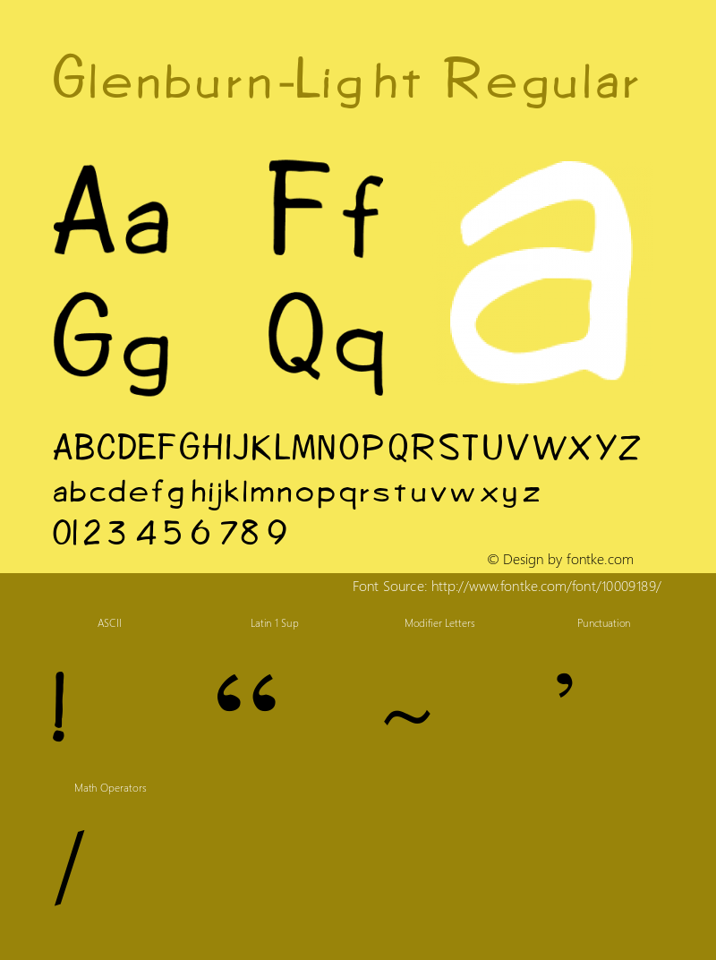 Glenburn-Light Regular Unknown Font Sample