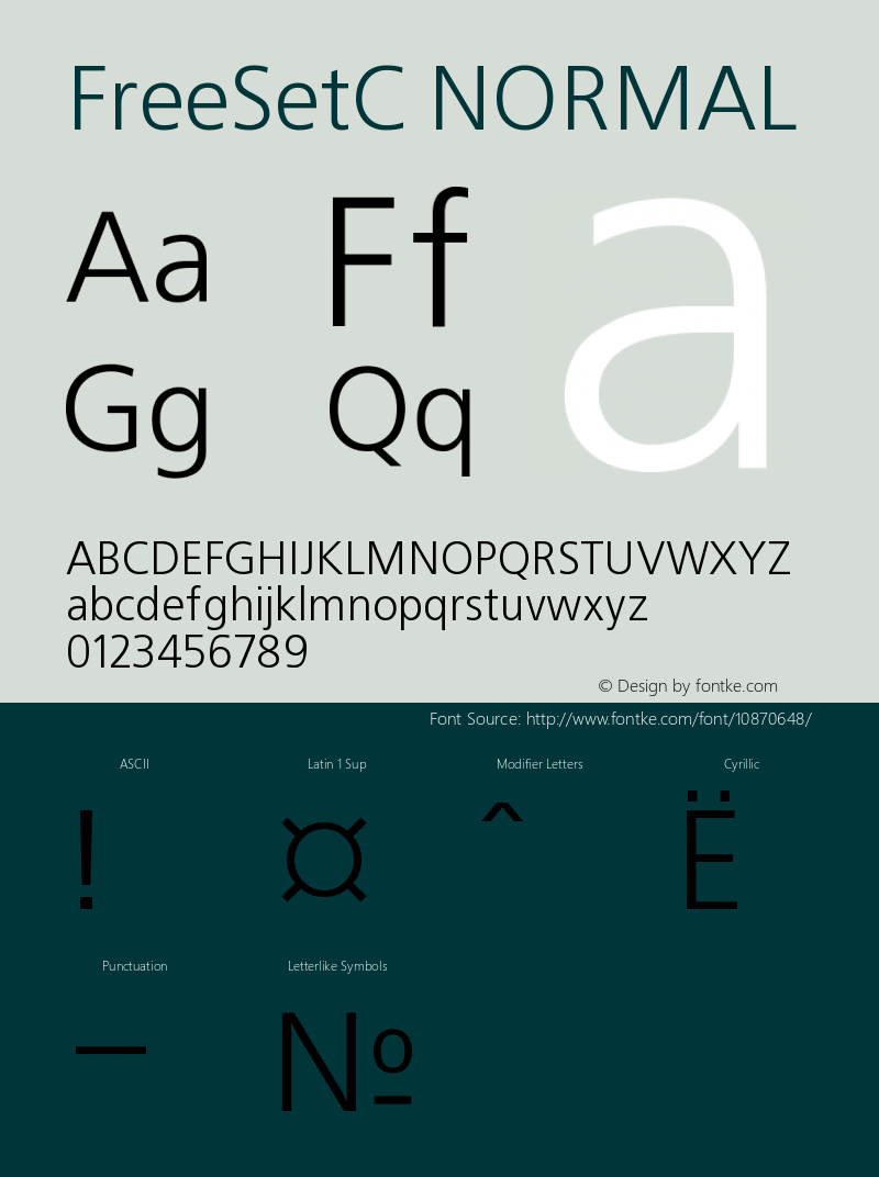 FreeSetC NORMAL Version 001.000 Font Sample