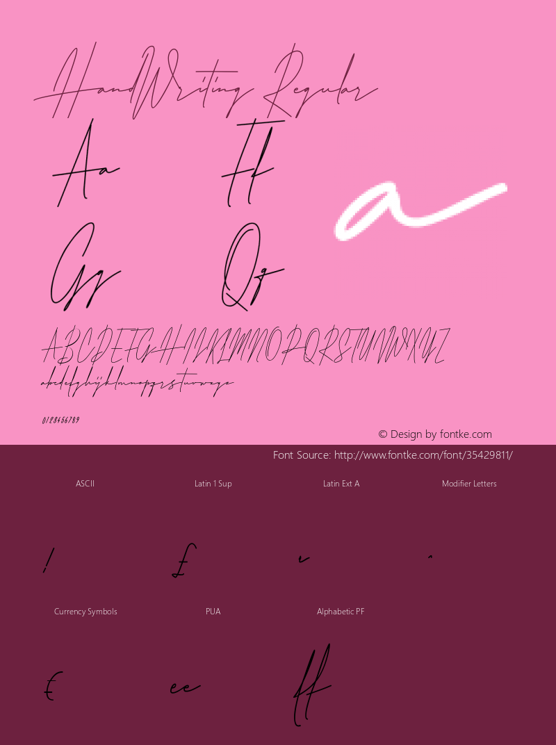 HandWriting Version 1.000 Font Sample