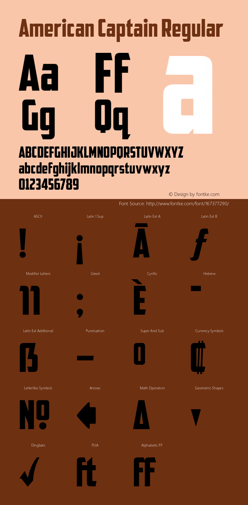 American Captain  Font Sample