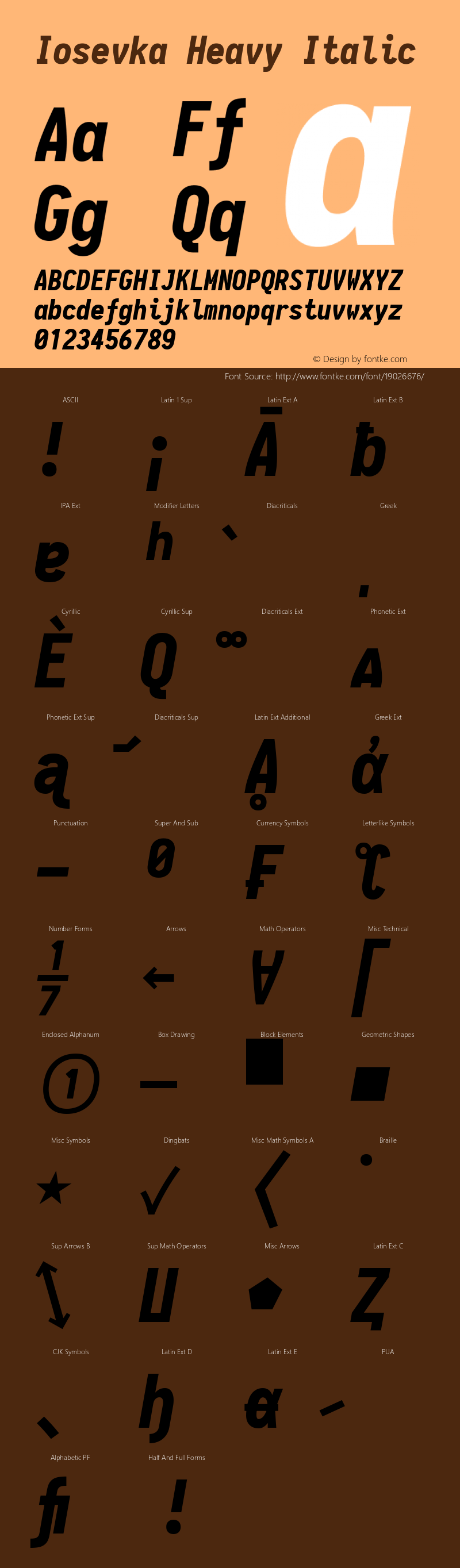 Iosevka Heavy Italic 1.12.1; ttfautohint (v1.6) Font Sample