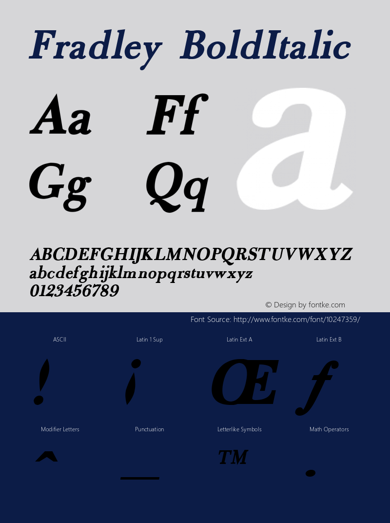 Fradley BoldItalic Version 1.00 Font Sample