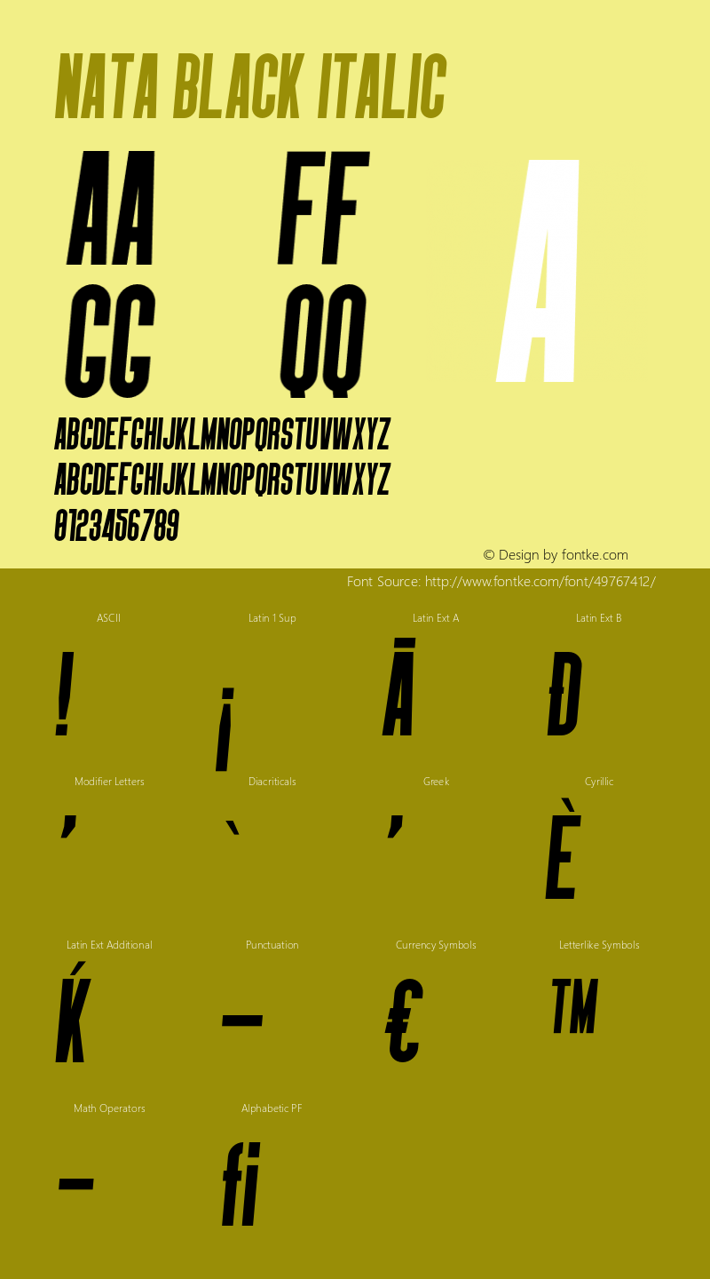 Nata-BlackItalic Version 1.000 Font Sample