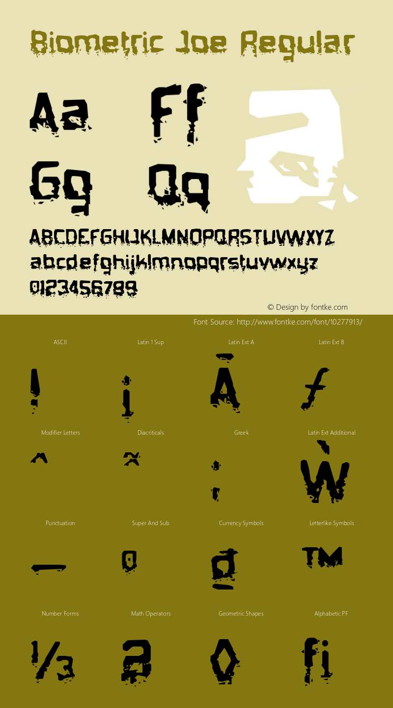 Biometric Joe Regular OTF 5.000;PS 001.001;Core 1.0.29 Font Sample