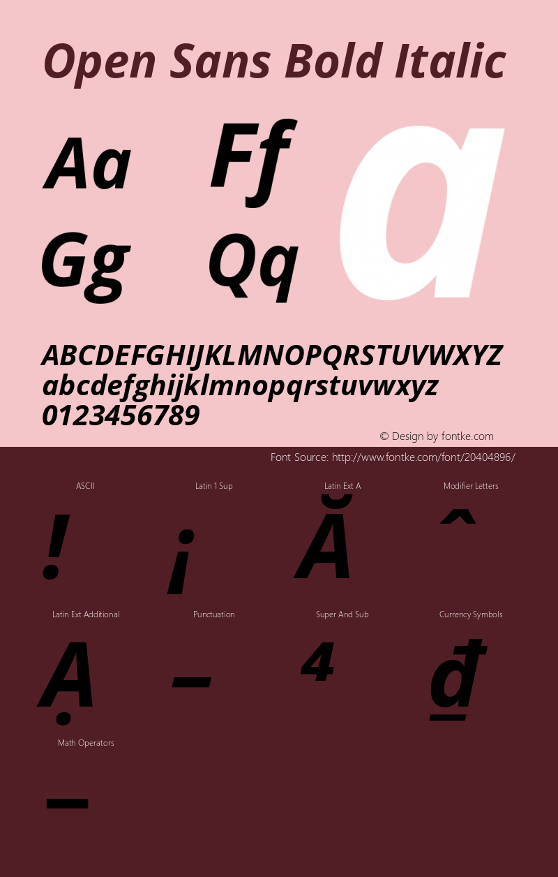 Open Sans Bold Italic Version 1.10 Font Sample