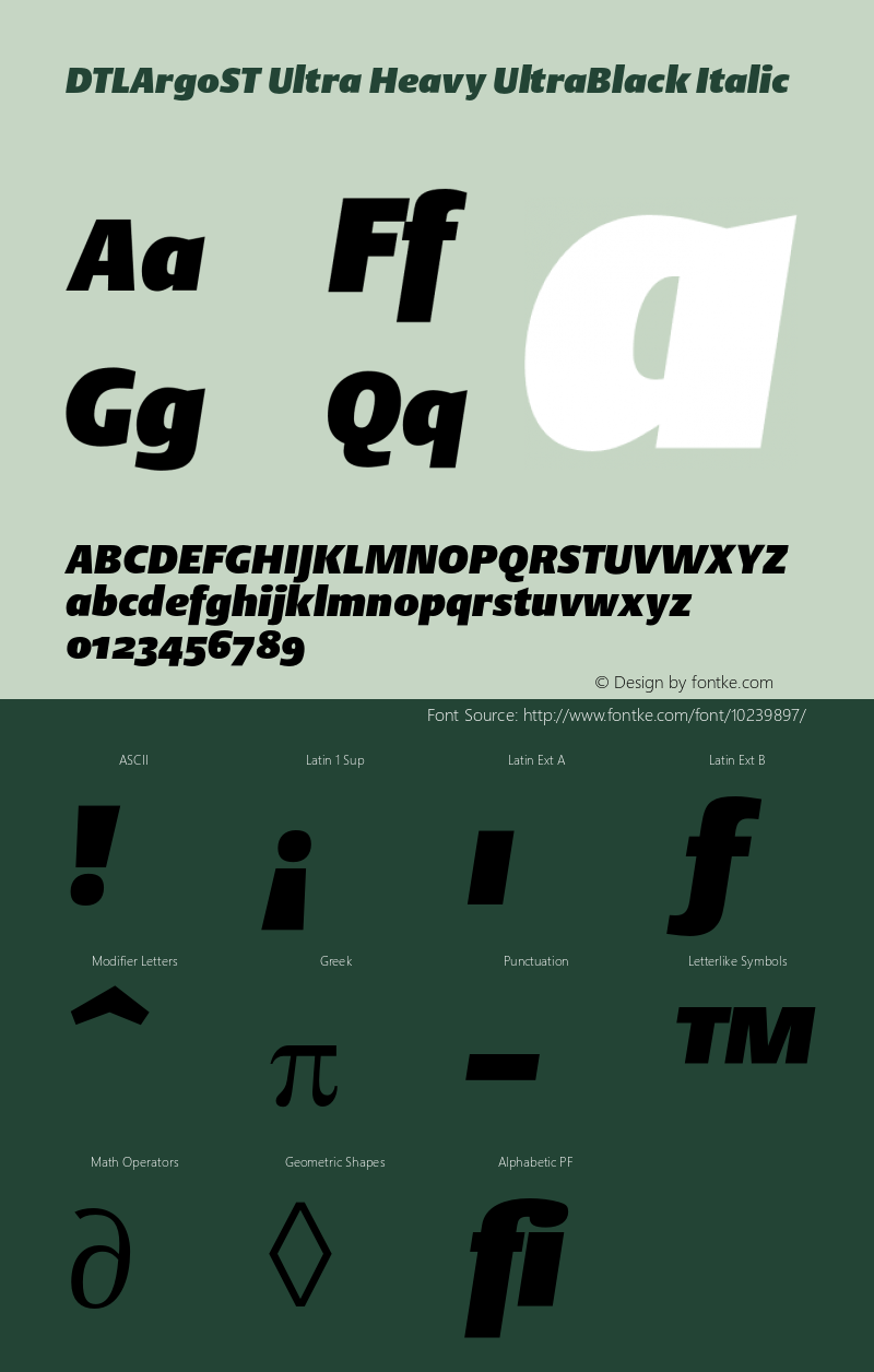 DTLArgoST Ultra Heavy UltraBlack Italic 001.000 Font Sample