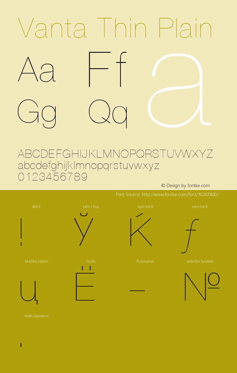 Vanta Thin Plain 001.001 Font Sample