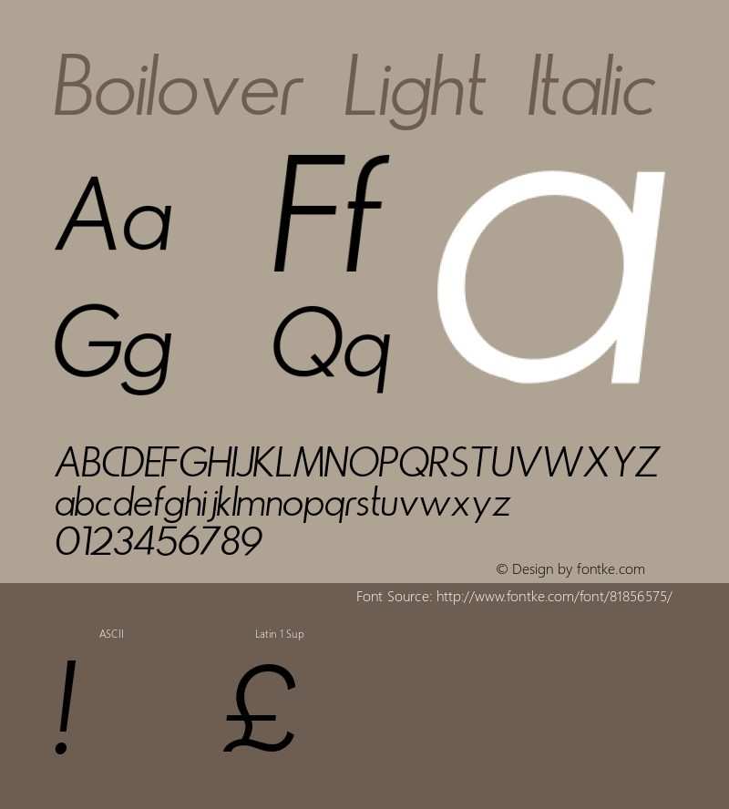 Boilover Light Italic Version 1.000; ttfautohint (v1.8.3.10-c5d8) Font Sample