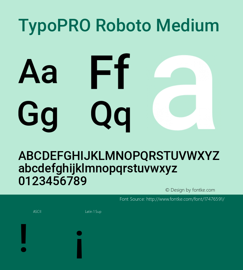 TypoPRO Roboto Medium Version 2.001047; 2015 Font Sample