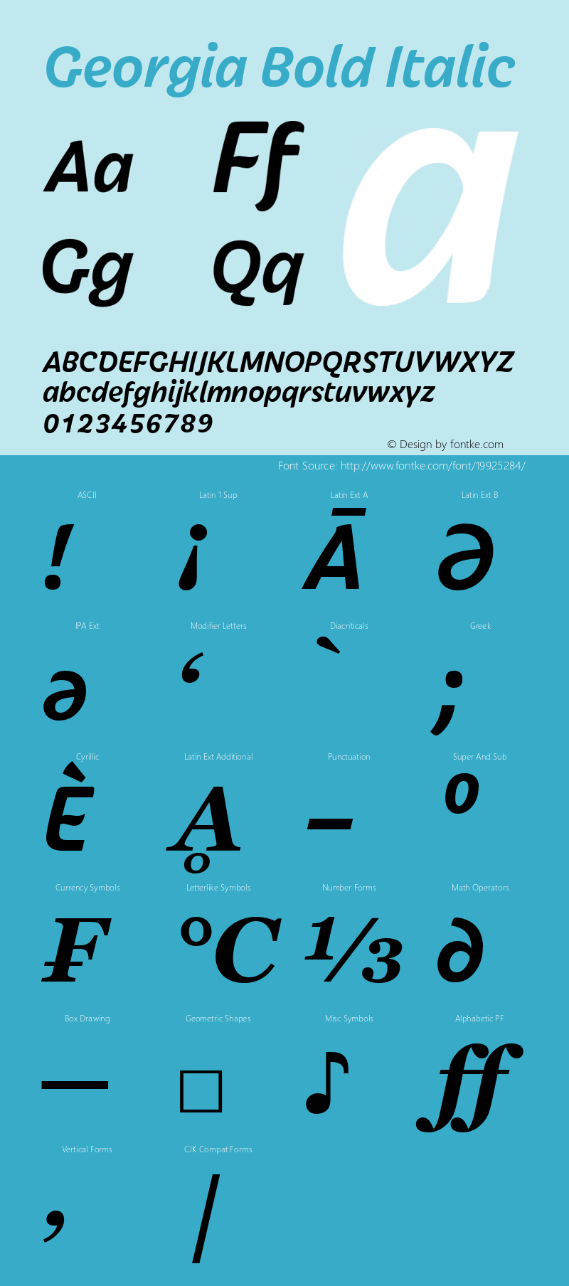 Georgia Bold Italic Version 5.00x-4 Font Sample