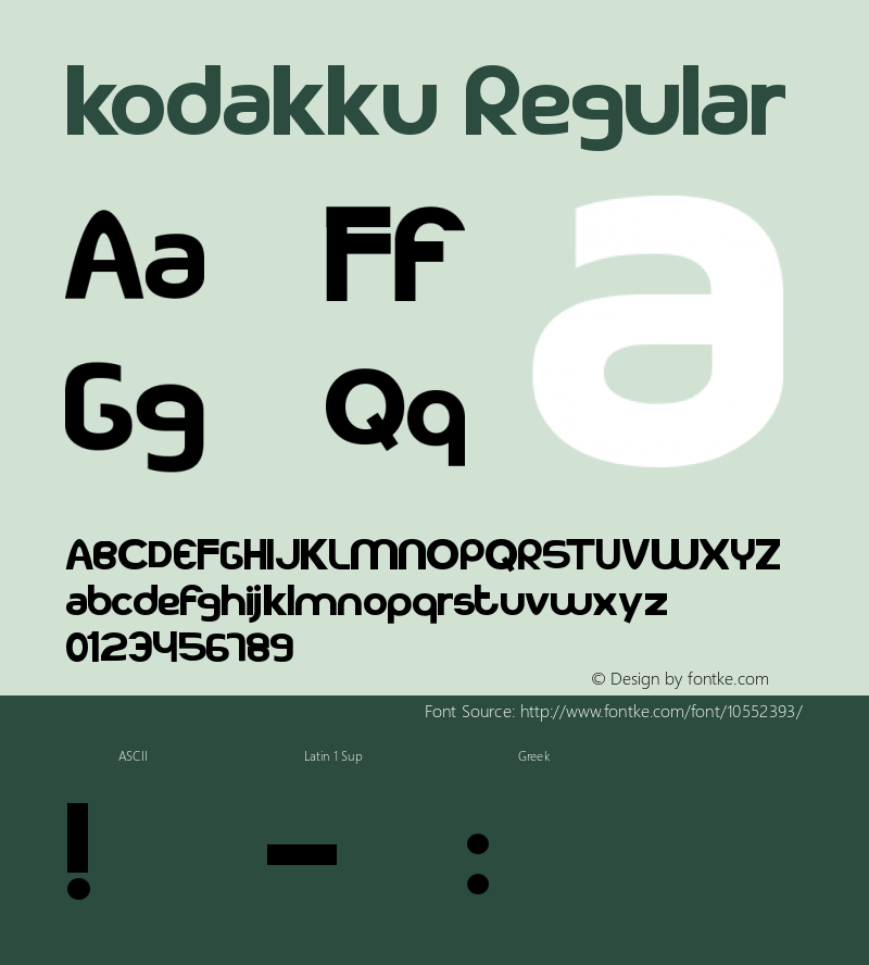 kodakku Regular Version 1.00 March 27, 2014, initial release Font Sample