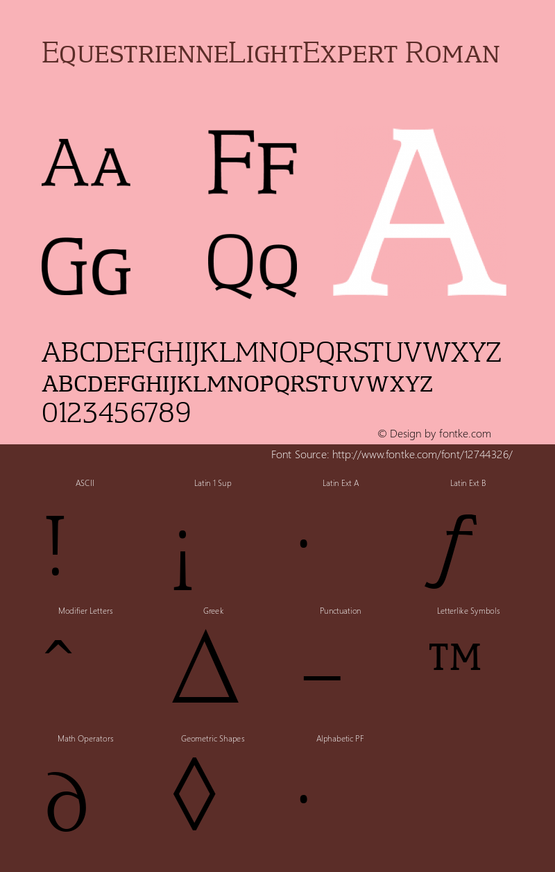 EquestrienneLightExpert Roman April 9, 1993 v1.1i Font Sample