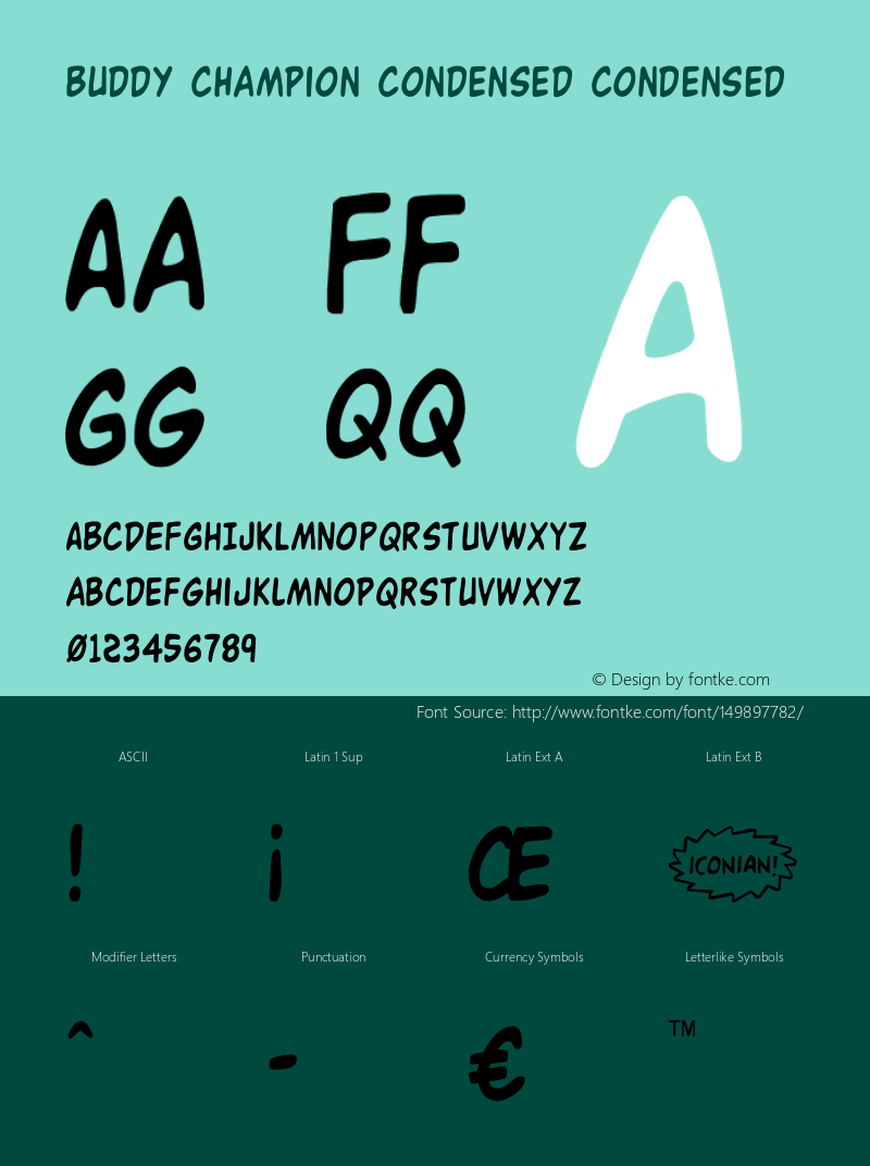 Buddy Champion Condensed Version 1.0; 2014 Font Sample