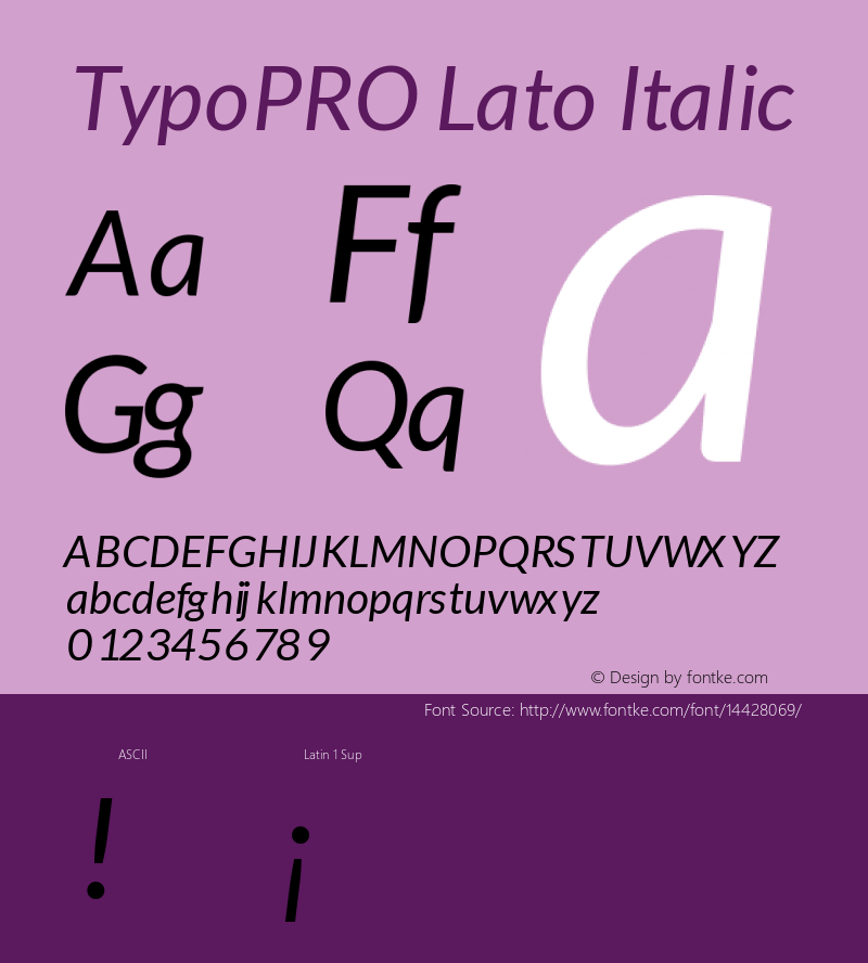 TypoPRO Lato Italic Version 1.105; Western+Polish opensource Font Sample