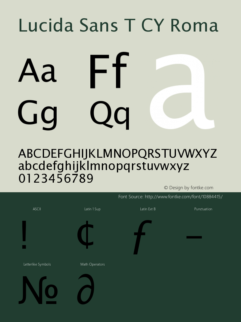 Lucida Sans T CY Roma Version 001.005 Font Sample