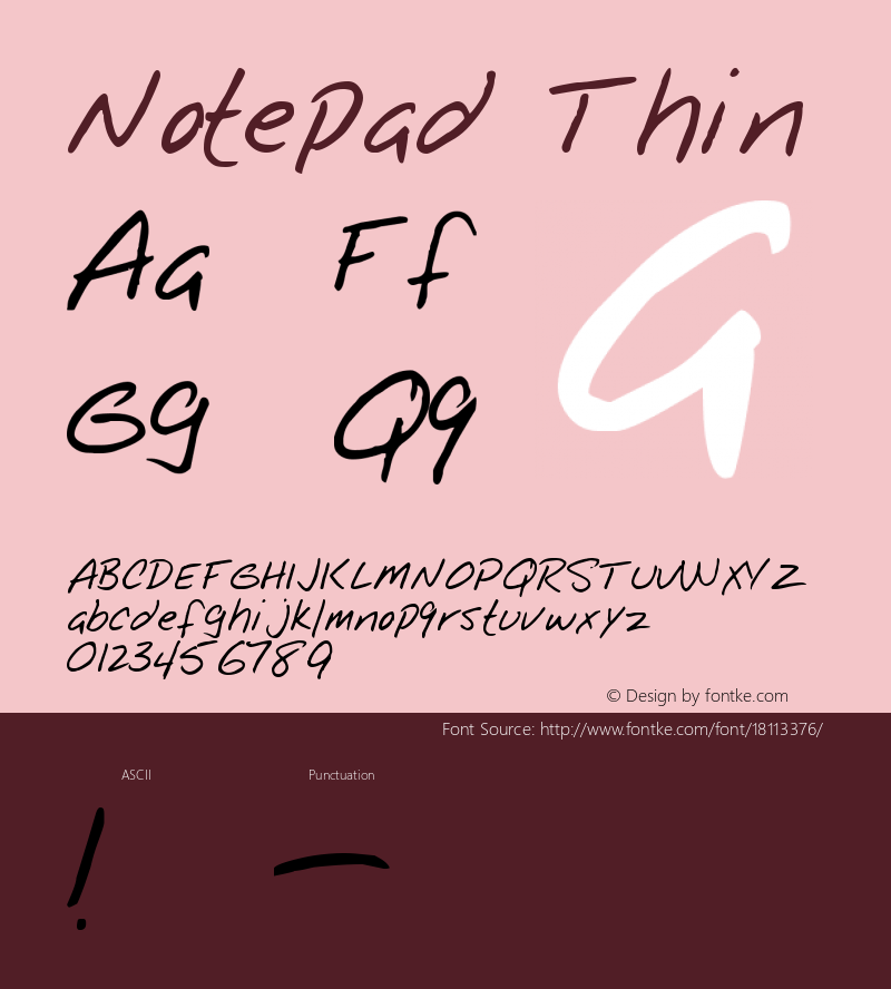 Notepad Thin Version Altsys Fontographer Font Sample